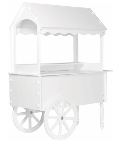 White Candy Cart Display with Wheels