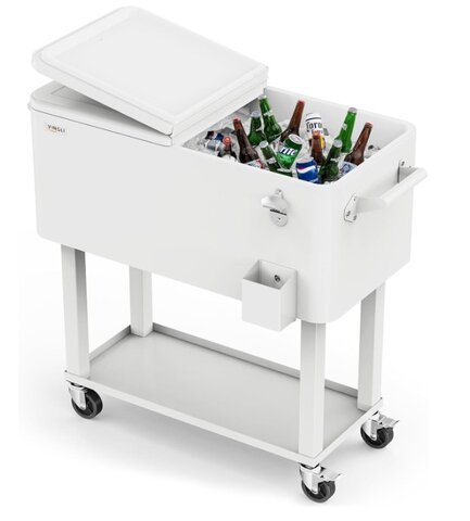 White Rolling Ice Chest - 80 Quart