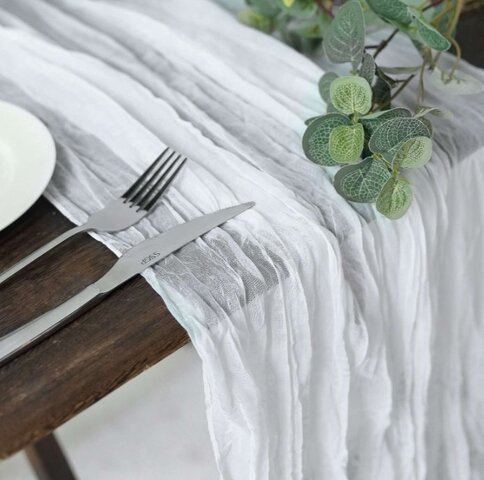 WHITE GAUZE TABLE RUNNER- 120