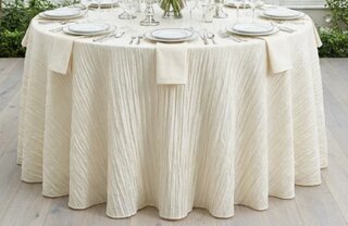 5ft Round Tablecloth- Crinkle Taffeta Ivory