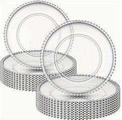 Silver Beaded Acrylic Charger plate