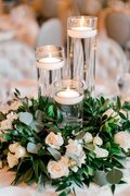 Centerpiece Design- 3 Floating Candles and Flowers