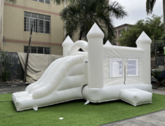 White Bounce house with double slide combo