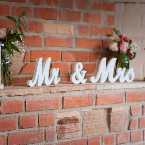 Mr & Mrs Wooden Table Decor