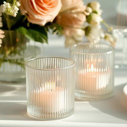 Ribbed Tealight Candle Holder- Set of 6