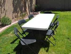 Table & Chairs Set (call if not renting w/inflatable) - Black
