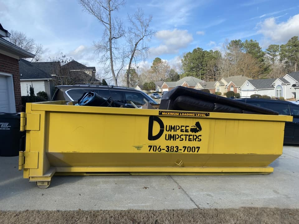 Residential dumpster at a home from Dumpee Dumpster Rentals Residential dumpster at a home from Dumpee Dumpster Rentals