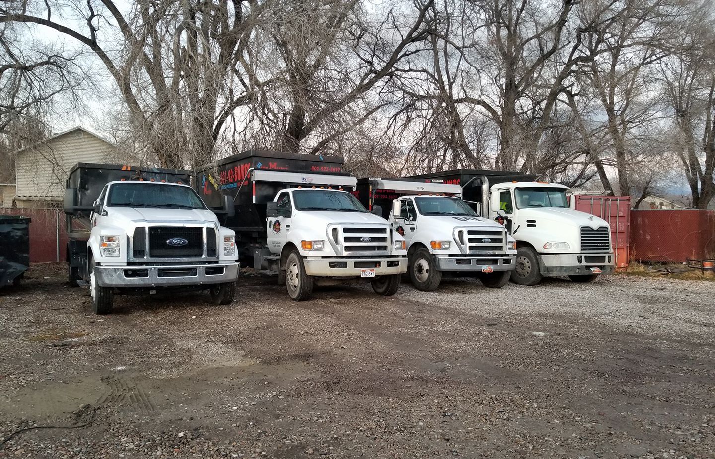 Dump Masters trucks parked in Salt Lake City Metro area Dump Masters trucks parked in Salt Lake City Metro area