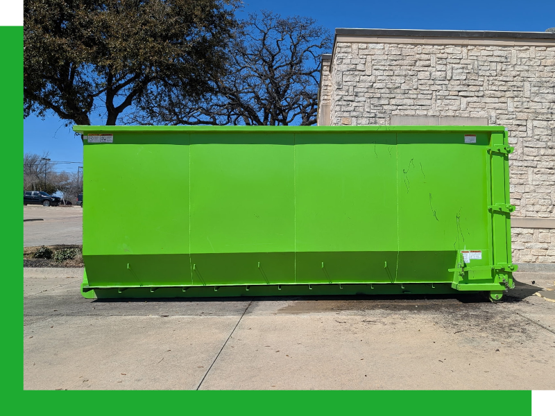 Commercial dumpsters to rent in Denton, Tx from Dumpster Supply shown in green