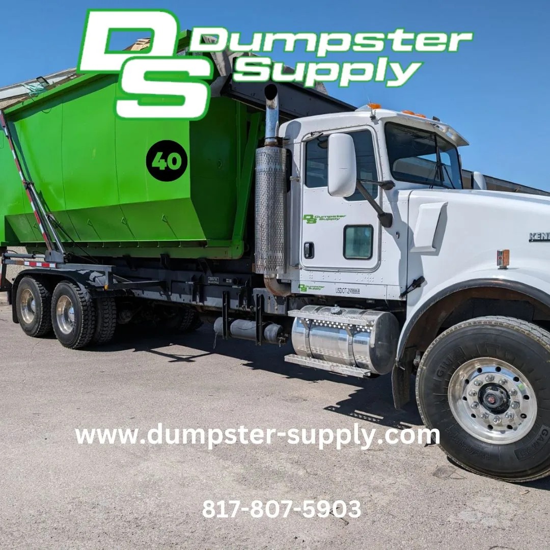 Dumpster Supply truck for fast dumpster pickup services in Trophy Club