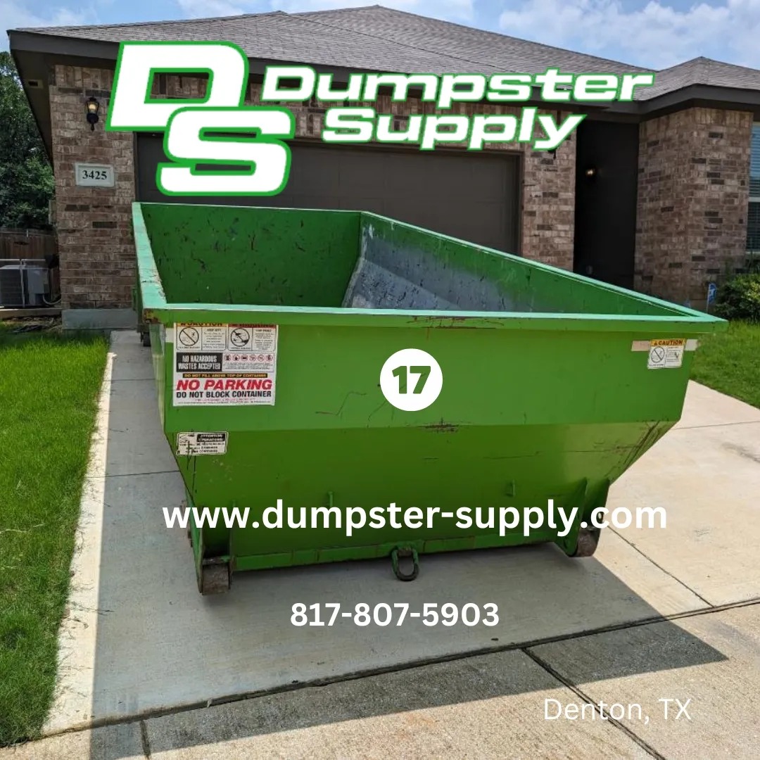 Dumpster Supply delivering a roll-off dumpster to a residential home in Trophy Club