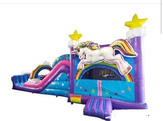 Unicorn XL dual lane wet/dry bounce house combo