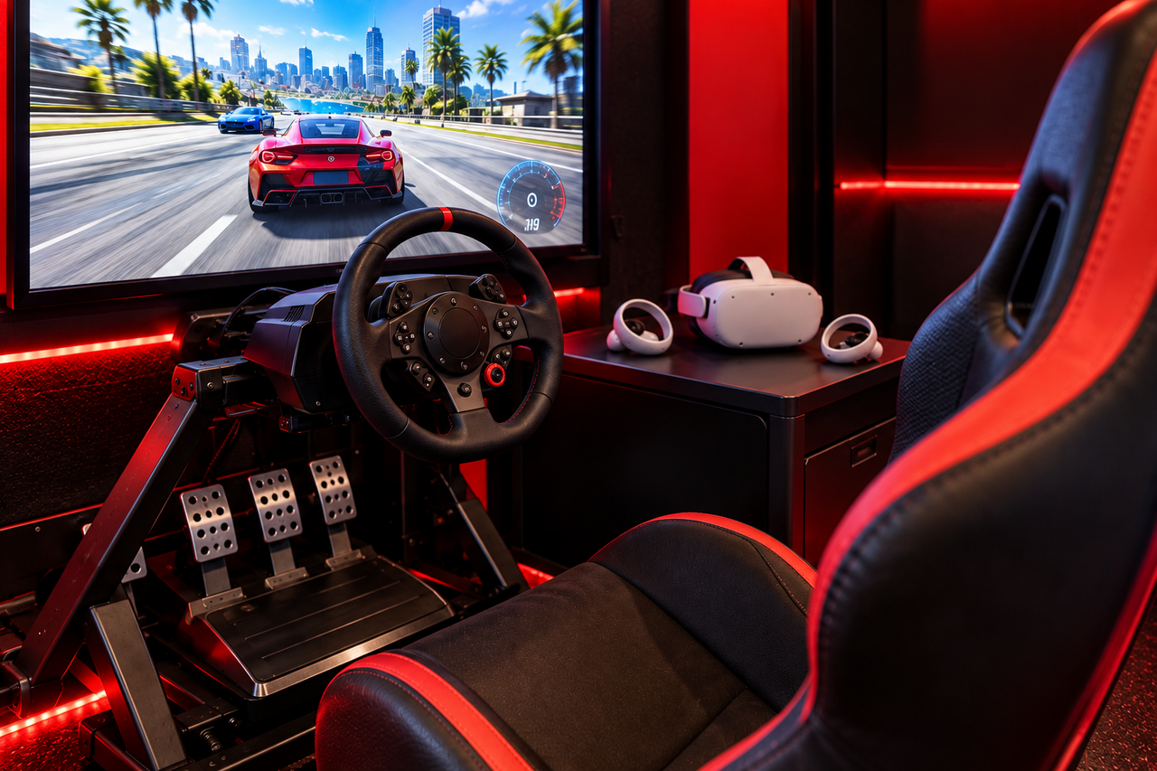 Racing simulator and VR game truck party