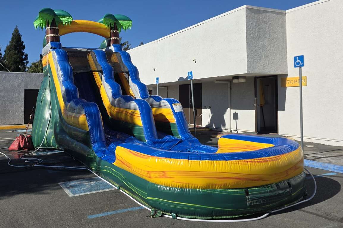 Cali Palms single-lane water slide rental at Christ Community Church in Carmichael CA
