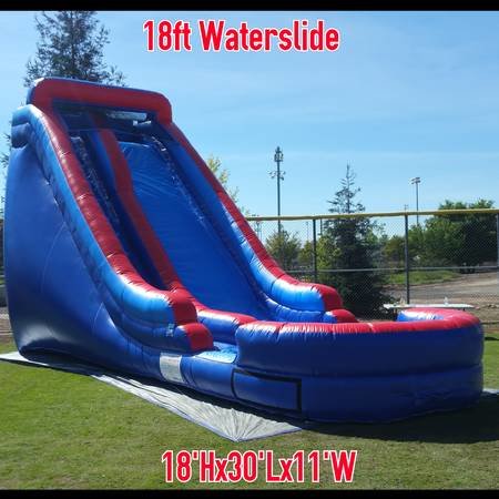 4th of July 18ft Big Drop Wet/Dry Single Lane Water Slide with 14ft High Platform and Splash Pool