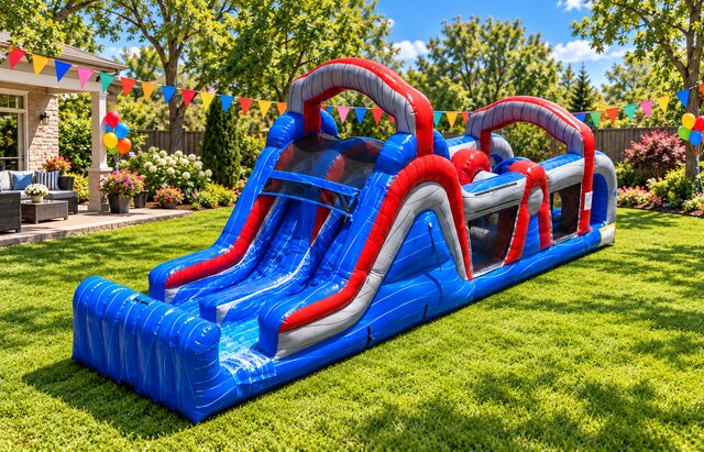 38ft American Bash Wet Dry Slide Obstacle Course