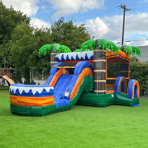 Combo Tropical Palms 16x26 Bounce House w/Slide and Hoop