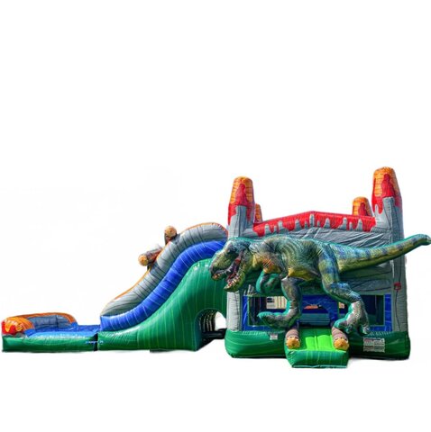 Wet Combo 16x34 Dino T-Rex Bounce House w/Slide Pop ups Tunnel and Hoop