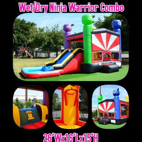 Combo Little Ninja Bounce House w/Slide and Hoop