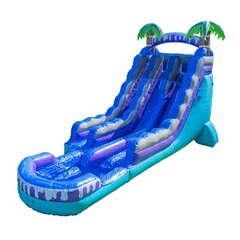 New item coming 6/6/25 Tropical Blue Tides Dual Lane Water Slide | Area Needed 18'Wx36'Lx21'H