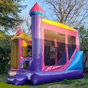 Pink Dream Castle Bounce House with Slide and Basketball Hoop 15x18 | Area Needed 17'Wx22'Lx17'H