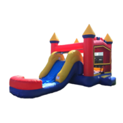 5-1 Wet Rainbow Bricks Athletic Bounce House with Basketball Hoop | Area needed 28'Wx20'Lx16'H