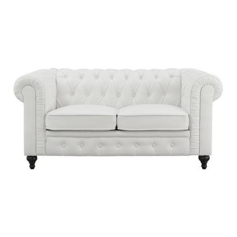 White Tufted Loveseat 
