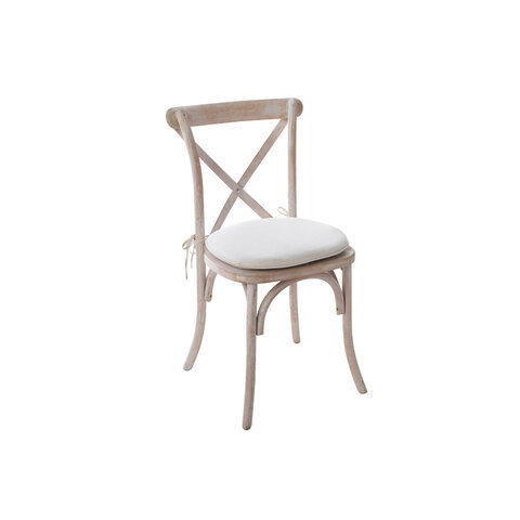 Whitewash Farm Chair with Ivory Cushion 