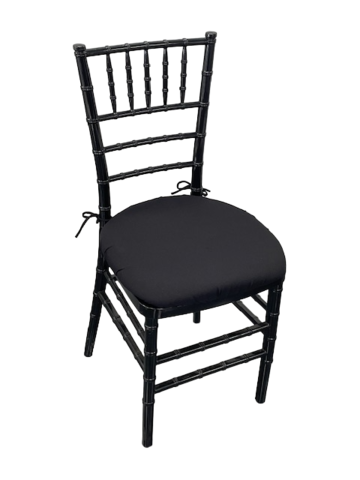 Black Resin Chiavari Chair with Black Cushion