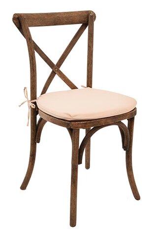 Walnut Farm Chair with Ivory Cushion 