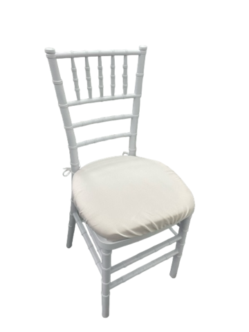 White Resin Chiavari Chair with White Cushion 