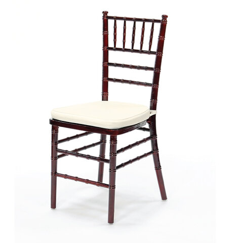 Mahogany Wood Chiavari Chair with Ivory Cushion
