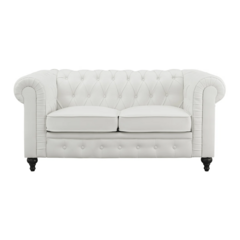 White Tufted Loveseat 