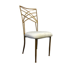 Gold Crossback Chair with Ivory Cushion