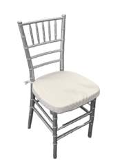 Silver Resin Chiavari Chair with White Cushion 