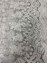 Silver Lace Trim Overlay 120" 