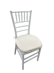White Resin Chiavari Chair with White Cushion 