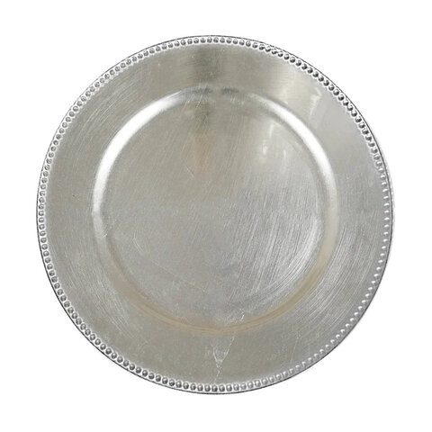 Silver Acrylic Beaded Charger Plate 13
