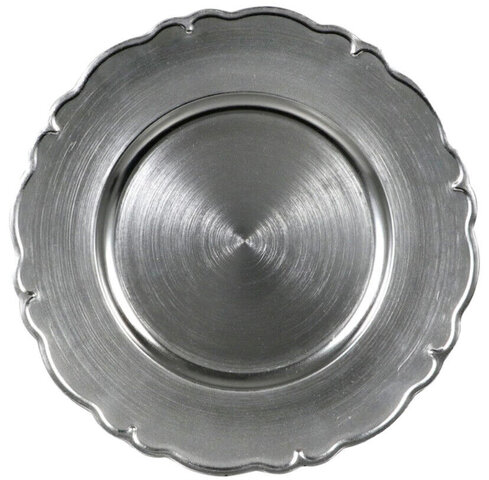 Silver Acrylic Scalloped Charger Plate 13