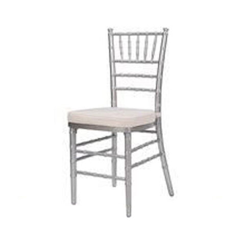 Silver Resin Chiavari Chair with White Cushion 