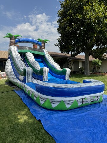 Blue Rocky Island water slide rental - Elite Event Rentals