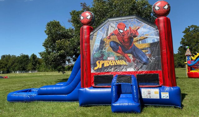 Spiderman Bounce and Waterslide Combo rental setup