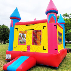 Inflatable Pink Blue Towers Bounce House