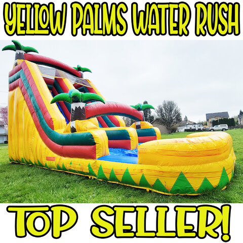 Inflatable Yellow Palms Water Slide With Pool