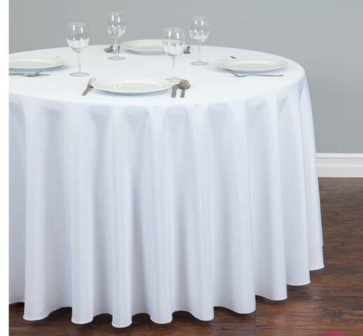 White 108 round tablecloth