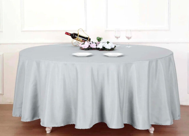 Round silver tablecloth 