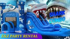 5 in 1 Shark Combo Splash Blue Water Slide