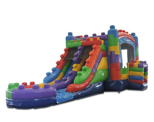 Building Blocks Bounce House With Water Slide