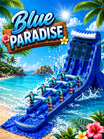 27ft Blue Paradise Dual Lane with Slip N Slide