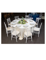 1 Round Table 8 White Chiavari Chairs